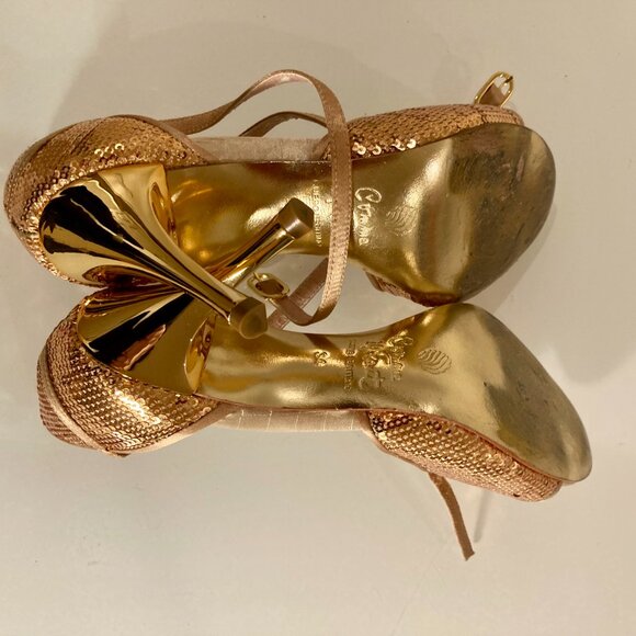 Comme il Faut Gold Sequin Tango shoes, EU size: 34 (US: 4.5-5.0) w/ Original Bag - Picture 6 of 8